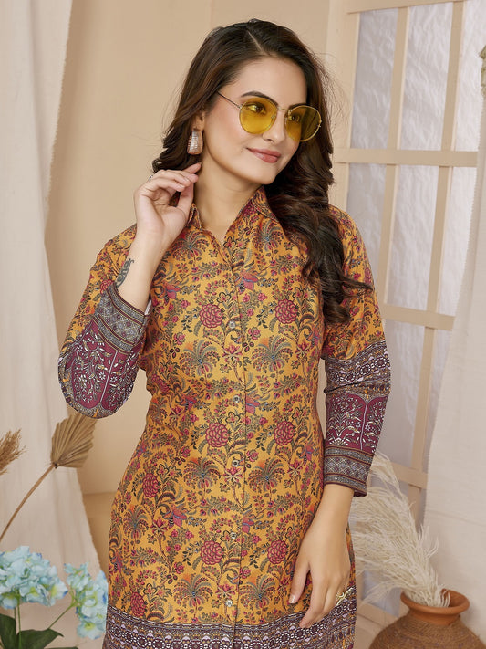 Mustard Floral Printed Co-Ords Set