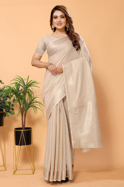 Cotton Jacquard Woven Design Saree with Blouse Piece