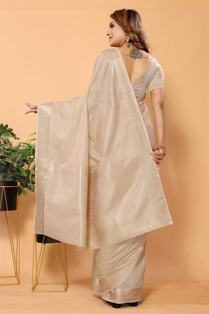 Cotton Jacquard Woven Design Saree with Blouse Piece