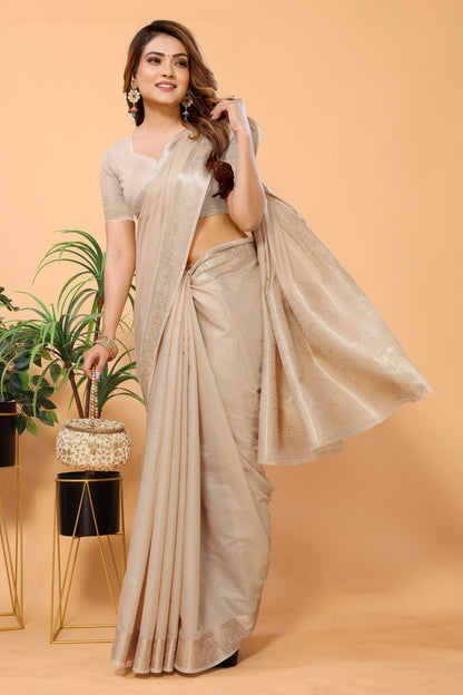 Cotton Jacquard Woven Design Saree with Blouse Piece