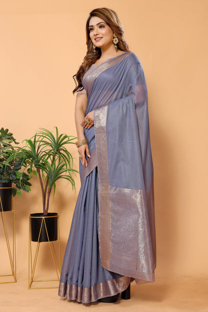 Cotton Jacquard Woven Design Saree with Blouse Piece