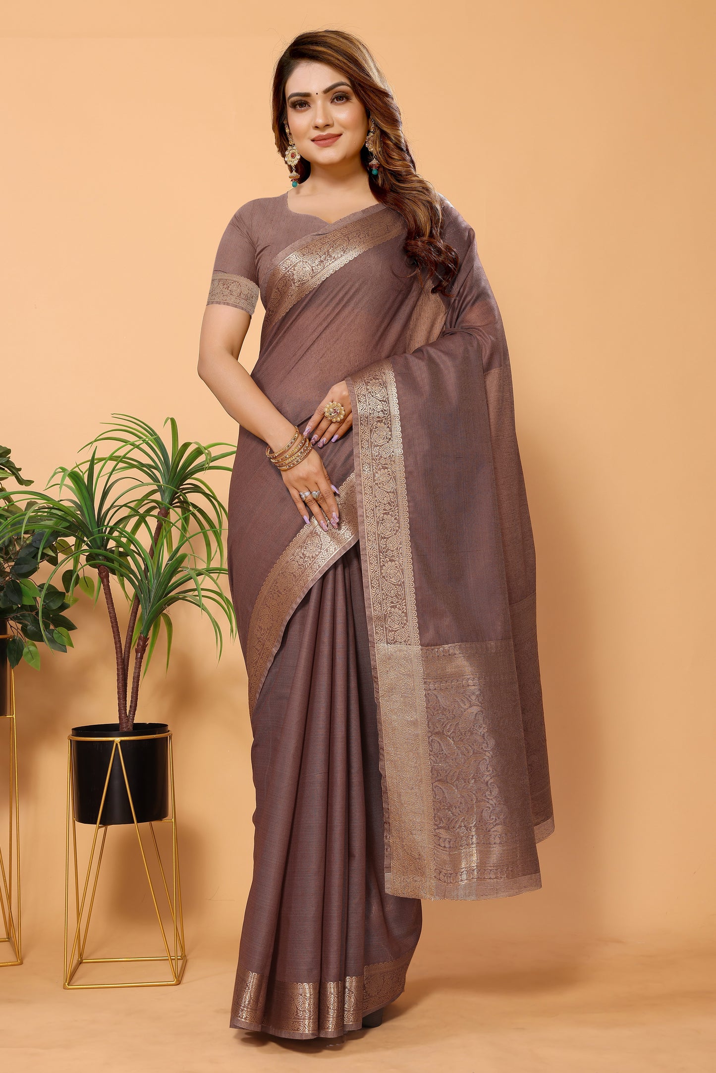 Cotton Jacquard Woven Design Saree with Blouse Piece