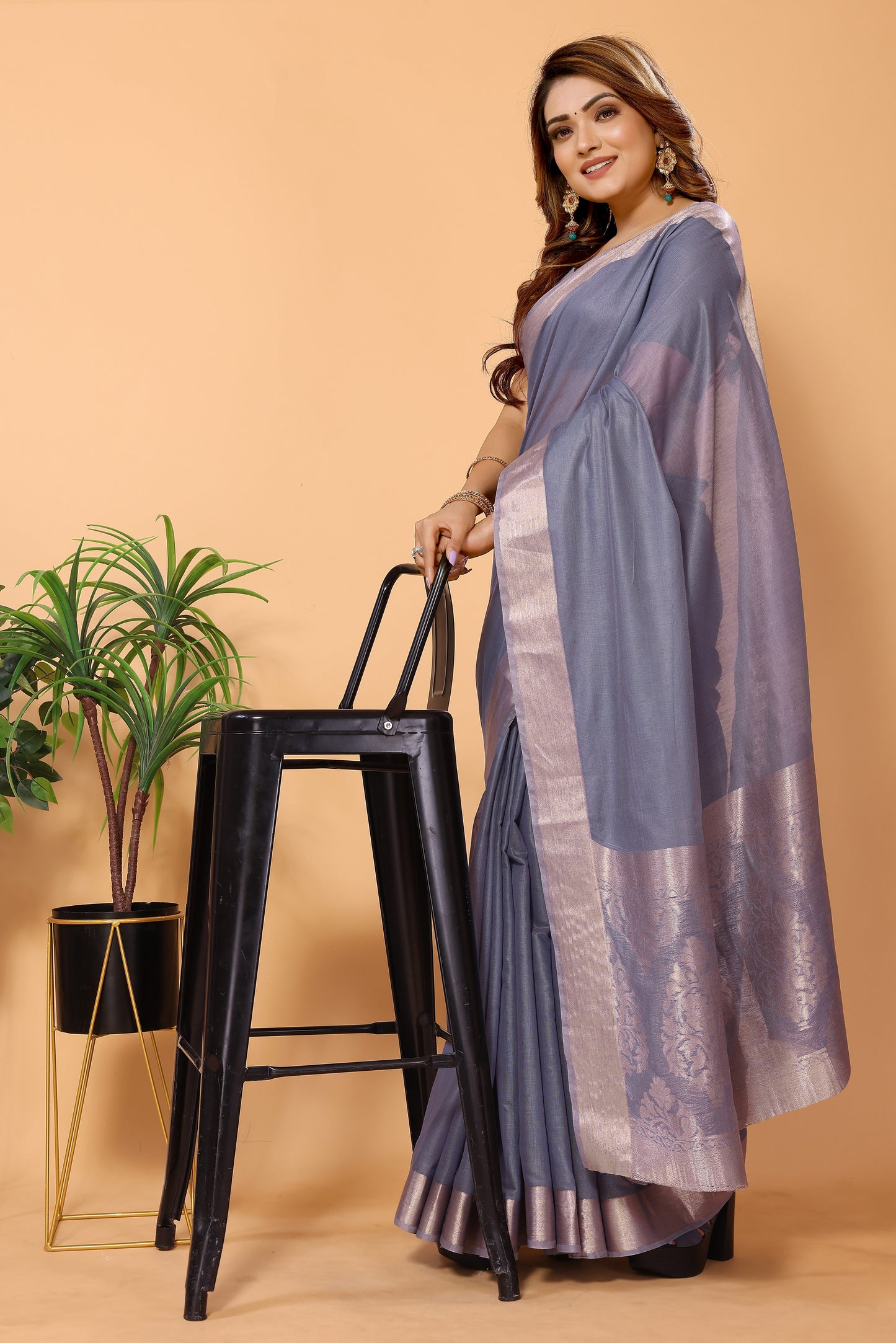 Cotton Jacquard Saree Zari Border with Blouse Piece