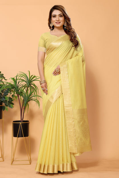 Cotton Jacquard Saree Zari Border with Blouse Piece