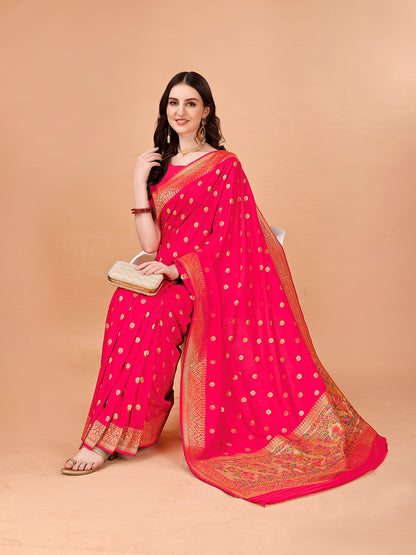 Chic Viscose Nylon Saree with Matching Blouse Piece: Effortless Elegance