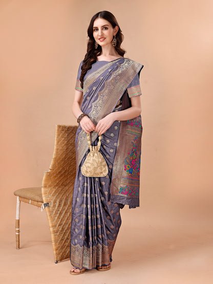 Stylish Nylon Viscose Saree with Coordinated Blouse Piece: Modern Elegance