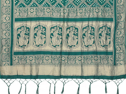 Misco Gaji Dandiya Pallu Rama Green Bandhej Bandhani Saree