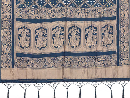 Misco Gaji Dandiya Pallu Indigo Bandhej Bandhani Saree