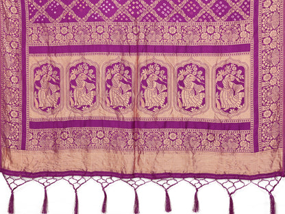 Misco Gaji Dandiya Pallu Purple Bandhej Bandhani Saree