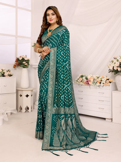 Rama Bandhej Bandhani Misco Gaji Peacock Saree