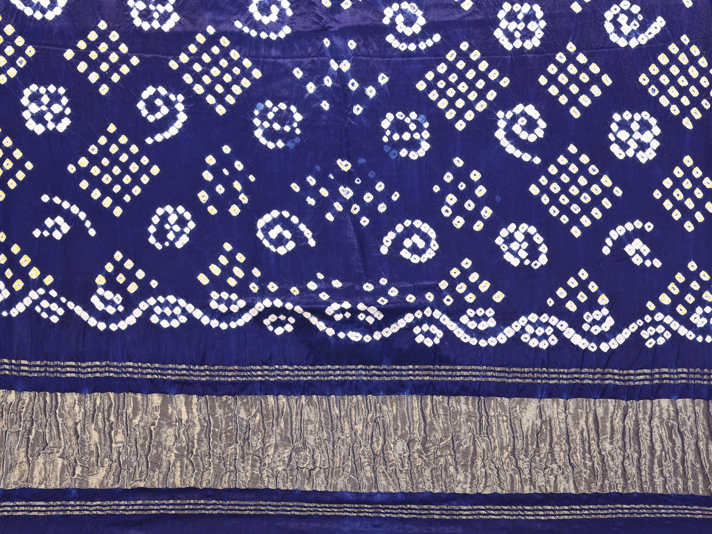 Indigo Blue Bandhej Bandhani Saree Misco Gaji Dani Lagadi Patto