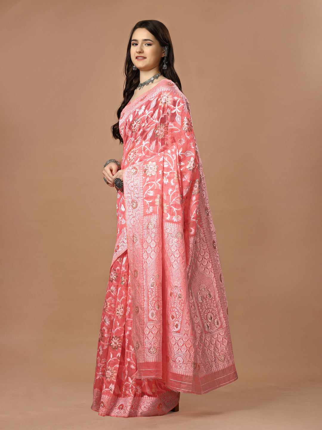 Elegant Poly Cotton Saree with Coordinated Blouse Piece