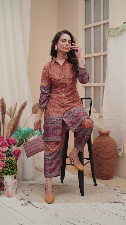 Mustard Floral Printed Co-Ords Set