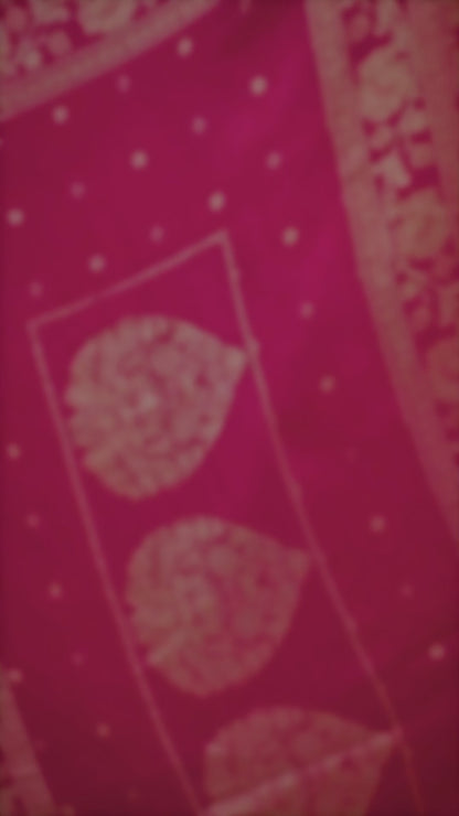 Pink Bandhej Bandhani Misco Gaji Bandhani Saree